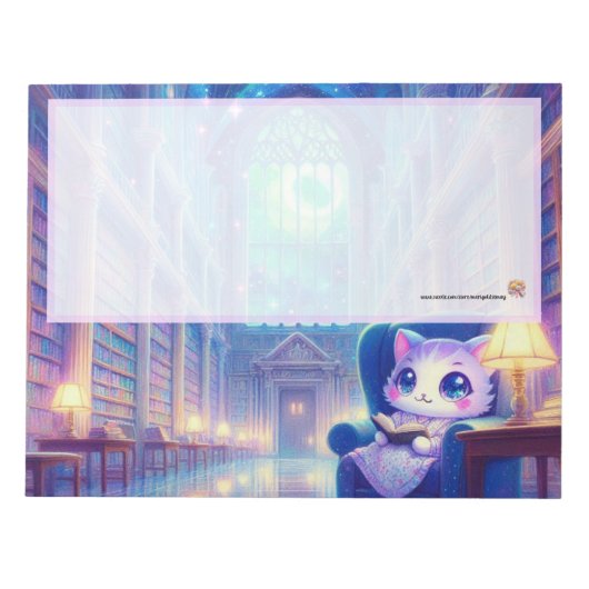 ラベンダー子猫図書館 ノートパッド (正面)