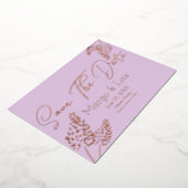 ラベンダー工場プレス日付の保存 箔招待状 (回転した状態)