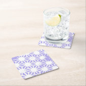 ラベンダー幾何学的パターン スクエアペーパーコースター (インサイチュ)