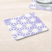 ラベンダー幾何学的パターン スクエアペーパーコースター (アングル)
