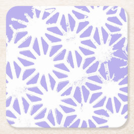 ラベンダー幾何学的パターン スクエアペーパーコースター