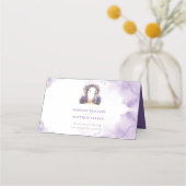 ラベンダー庭園の結婚式パーソナライズされた注記 プレイスカード (裏面)