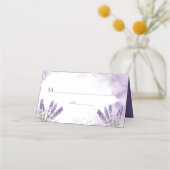 ラベンダー庭園の結婚式パーソナライズされた注記 プレイスカード (正面)