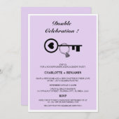 ラベンダー引っ越し祝いパーティー及び婚約パーティ 招待状 (正面/裏面)