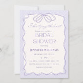 ラベンダー彼女は結び目レースブライダルシャワー 招待状 (正面)