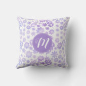 ラベンダー手描きフローラルパターン&モノグラム クッション (裏面)