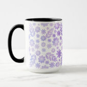 ラベンダー手描きフローラルパターン&モノグラム マグカップ (左)