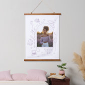 ラベンダー手描き写真卒業 吊り下げ型タペストリー (寝室)