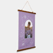 ラベンダー手描き写真卒業 吊り下げ型タペストリー (傾斜あり)