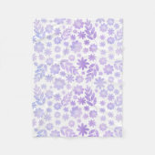 ラベンダー手描き花柄 フリースブランケット (正面)