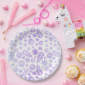 ラベンダー手描き花柄 ペーパープレート (パーティー)