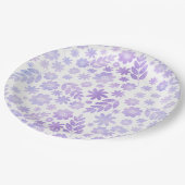 ラベンダー手描き花柄 ペーパープレート (アングル)