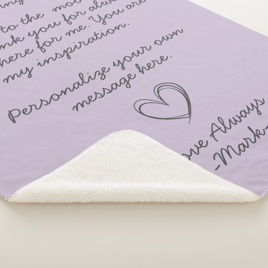 ラベンダー手書きラブレターまたはメッセージ   シェルパブランケット (3/4)