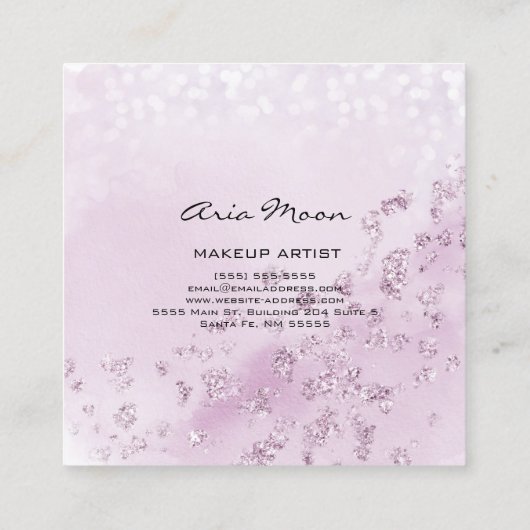 ラベンダー抽象芸術スクエアビジネスカード スクエア名刺 (裏面)