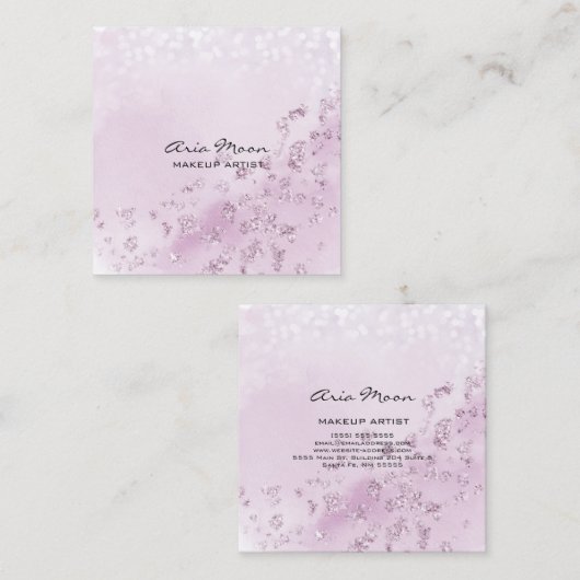 ラベンダー抽象芸術スクエアビジネスカード スクエア名刺 (正面/裏面)