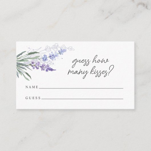 ラベンダー推測キスブライダルシャワーゲーム エンクロージャーカード (正面)