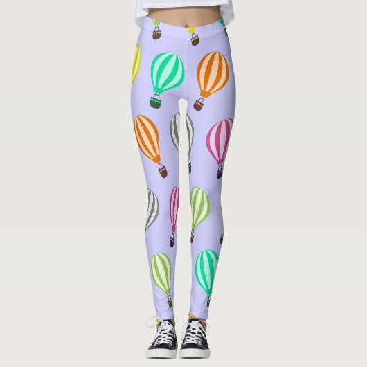 ラベンダー数々のスカイの色の熱気球 レギンス (正面)