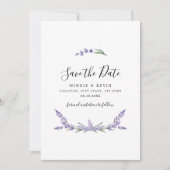 ラベンダー日付の保存 招待状 (正面)