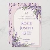 ラベンダー日付カードを保存 セーブザデート (正面/裏面)