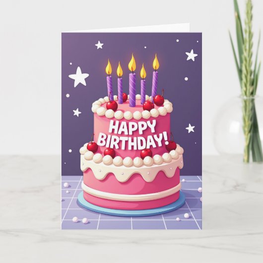 ラベンダー星の誕生日カード カード (正面)