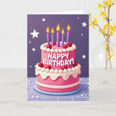 ラベンダー星の誕生日カード カード (黄色い花)