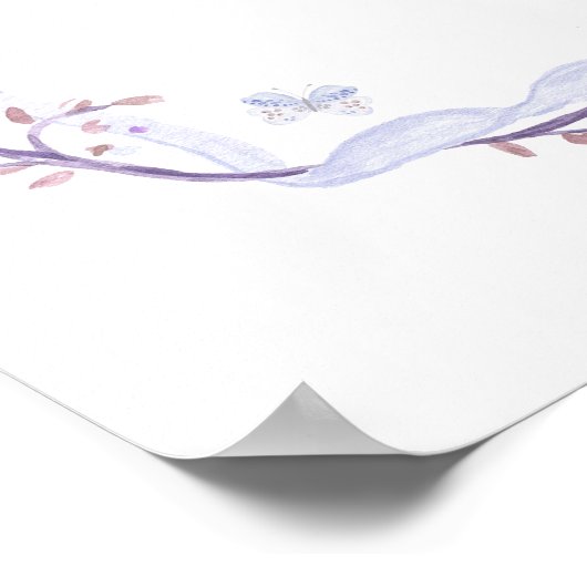 ラベンダー春ガーデン1stバースデーウェルカムサイン ポスター (角)