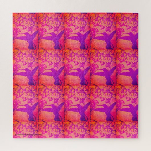 ラベンダー枕にハミングバード ジグソーパズル (縦)