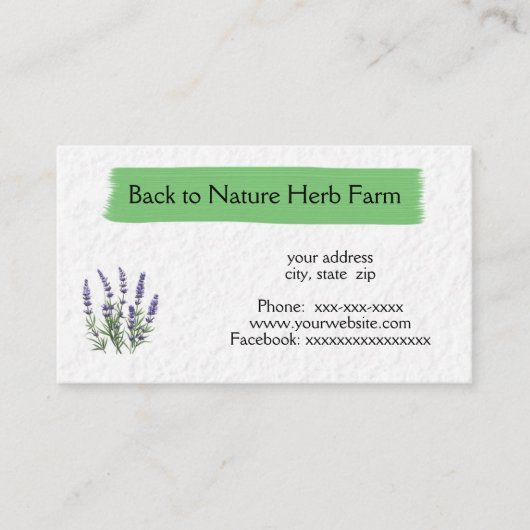 ラベンダー植物 名刺 (正面)