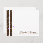 ラベンダー樺の木 フラット ノートカード (正面/裏面)