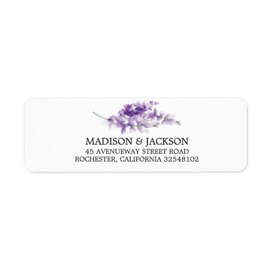ラベンダー水の色結婚のアドレパーソナライズされたス ラベル (正面)