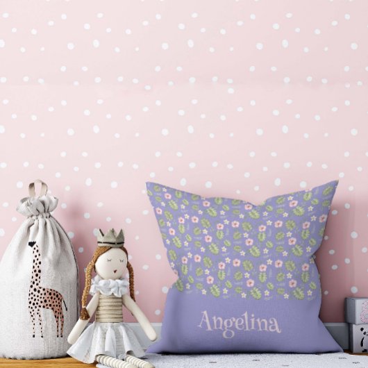 ラベンダー水カラー花柄装飾用クッション クッション