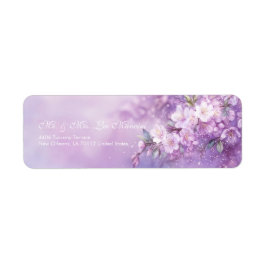 ラベンダー水彩の幻想的な桜 ラベル