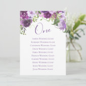 ラベンダー水彩フローラテーブル1枚シーティングカード (スタンド正面)