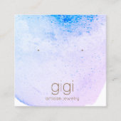 ラベンダー水彩画スタッド耳飾り表示ホルダー スクエア名刺 (正面)