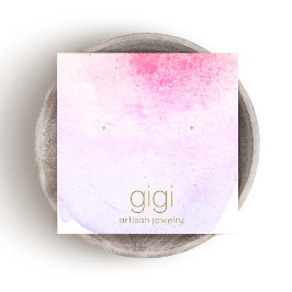 ラベンダー水彩画スタッド耳飾り表示ホルダー スクエア名刺