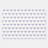 ラベンダー水彩花3種かわいらし類 ラッピングペーパーシート (正面)