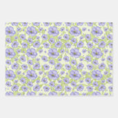 ラベンダー水彩花3種かわいらし類 ラッピングペーパーシート (正面3)
