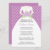 ラベンダー水玉模様ブライドブライダルシャワー招待 招待状 (正面/裏面)
