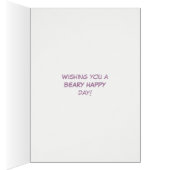 ラベンダー水玉模様ベア誕生日グリーティングカード (内側 (右))