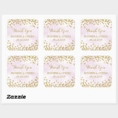 ラベンダー水色金ゴールド結婚紙吹雪ラベル スクエアシール (シート)