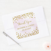 ラベンダー水色金ゴールド結婚紙吹雪ラベル スクエアシール (封筒)