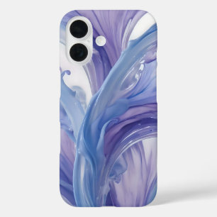 ラベンダー流体開花-抽象芸術フローラスプラッシュアート iPhone 16ケース