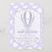 ラベンダー熱気球ベビーシャワー 招待状 (正面/裏面)