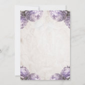 ラベンダー牡丹の花素朴ヴィンテージ結婚ズ 招待状 (裏面)