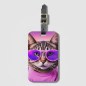 ラベンダー畑のジャジーな猫 ラゲッジタグ (正面縦)