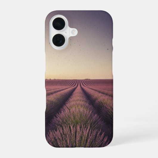 ラベンダー畑のレトロ風景 iPhone 16ケース (裏面)