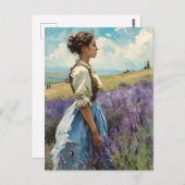 ラベンダー畑のヴィンテージ ポストカード (正面/裏面)