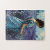 ラベンダー畑の女性ヴィンテージ ジグソーパズル (横)