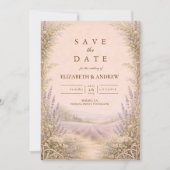 ラベンダー畑の田舎風ウェディング セーブザデート (正面)