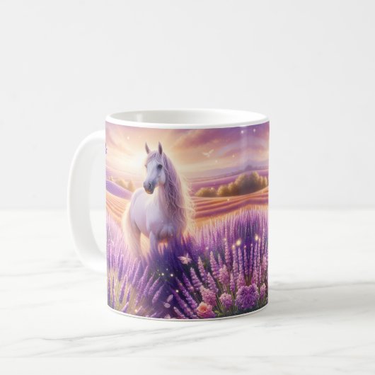 ラベンダー畑の白馬 コーヒーマグカップ (正面左)